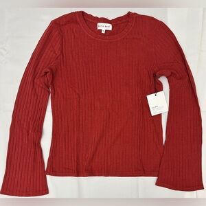 Bella Dahl Women's Deep Red Ribbed Long Sleeve Top